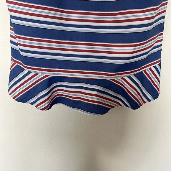 Tommy Hilfiger nautical Striped Peplum Top SMALL red Blue Sleeveless - Picture 7 of 12